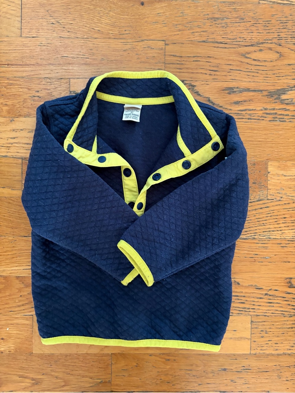 L.L. Bean Navy Quilted Pullover with Yellow Trim 2t